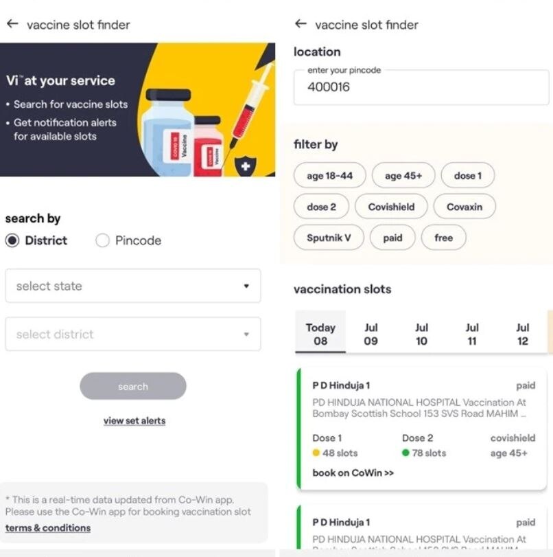 Vi Vaccine Slot Book