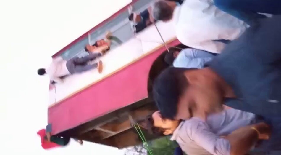 Bus fell down of bridge