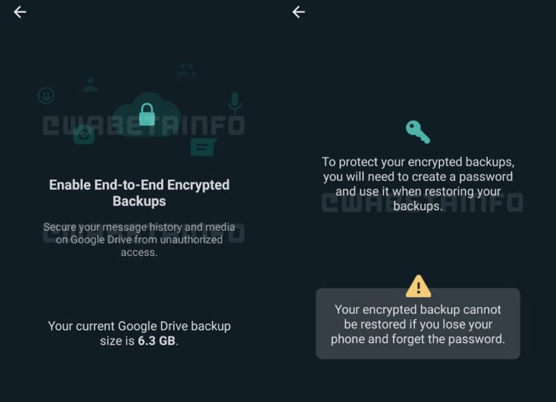 WhatsApp chat backup encryption 