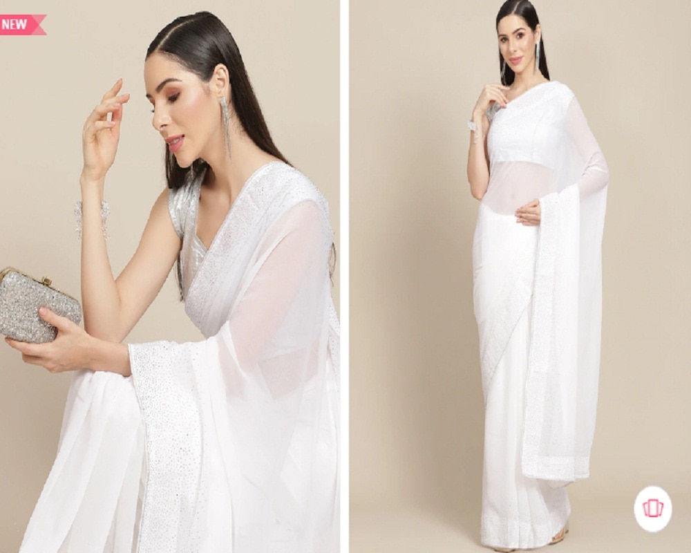 White Party Wear Saree 