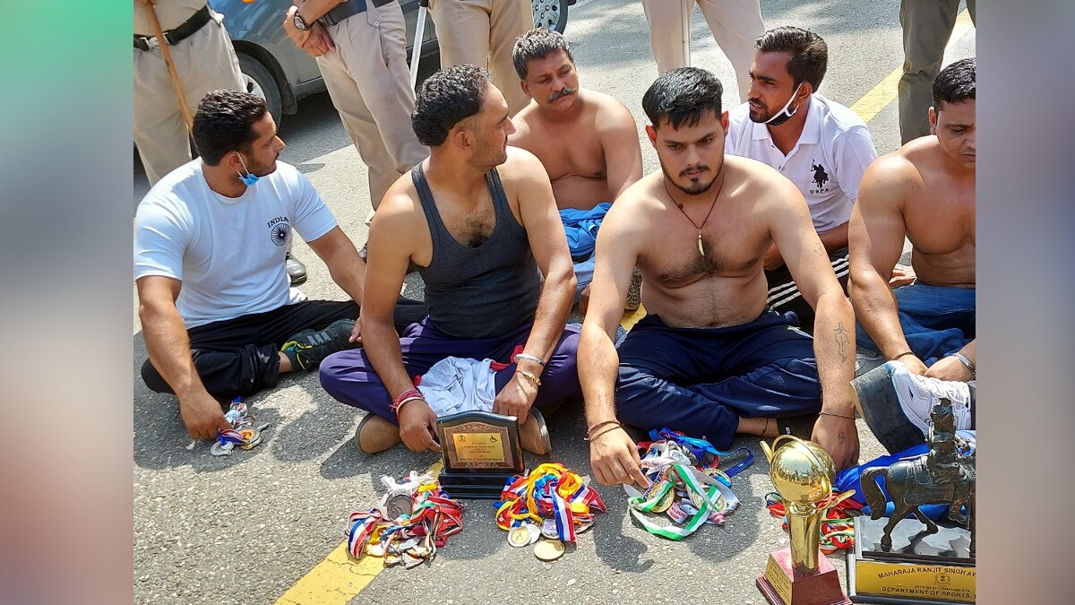 protest being staged by Punjab para athletes