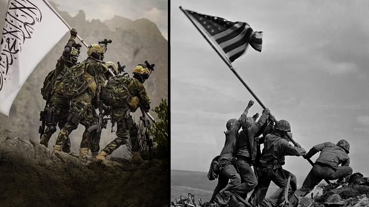 Taliban soldiers mock US army