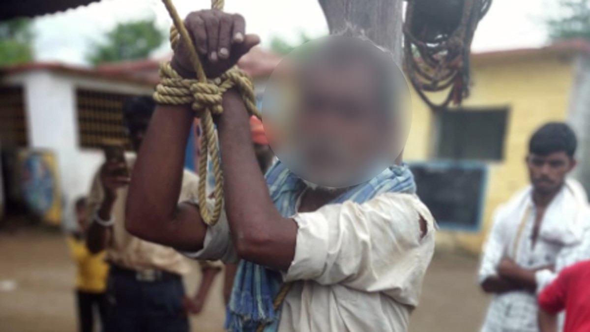 जादू- टोना के शक में 7 लोगों को बीच चौराहे पर बांधकर पीटा