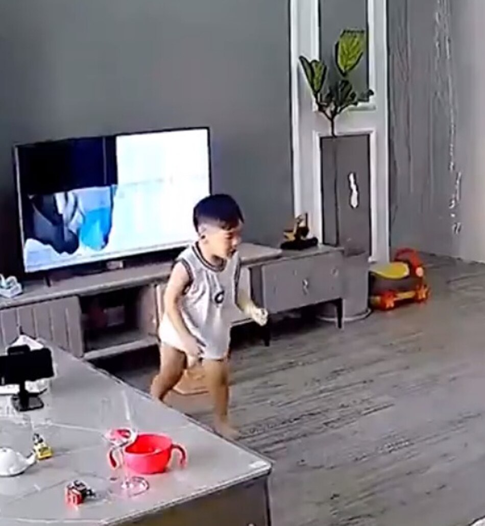 Kid breaks TV