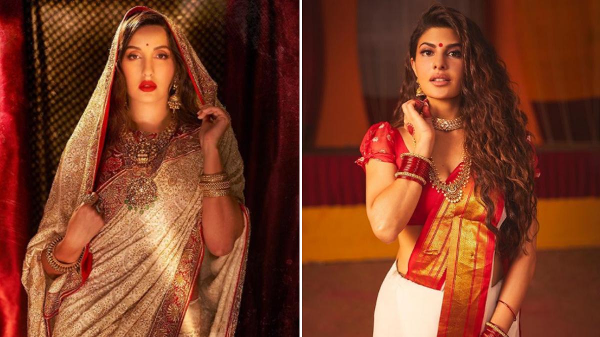 नोरा फतेही से जैकलीन तक, Durga Puja पर सेलेब्स की तरह स्टाइल करें ट्रेडिशनल 'लाल पाड़ सादा साड़ी'