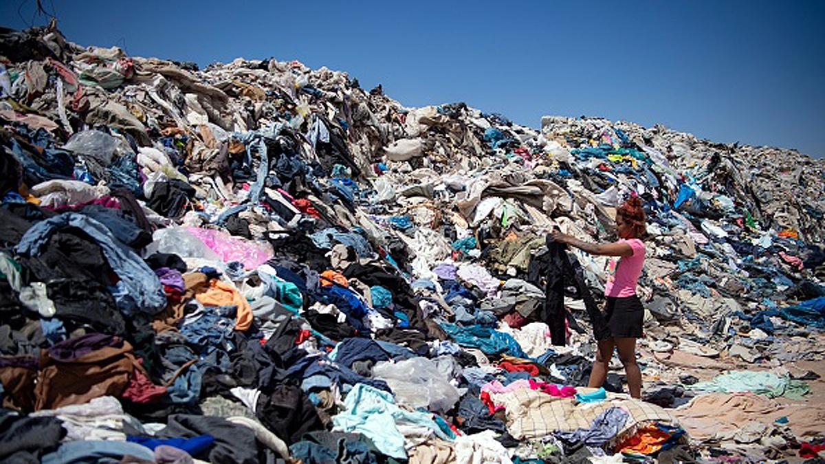 Mountain of Clothes in Atacama Desert Chile New Pollution
