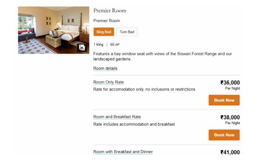 ओबेरॉय सुखविलास स्पा रिसॉर्ट वेबसाइट