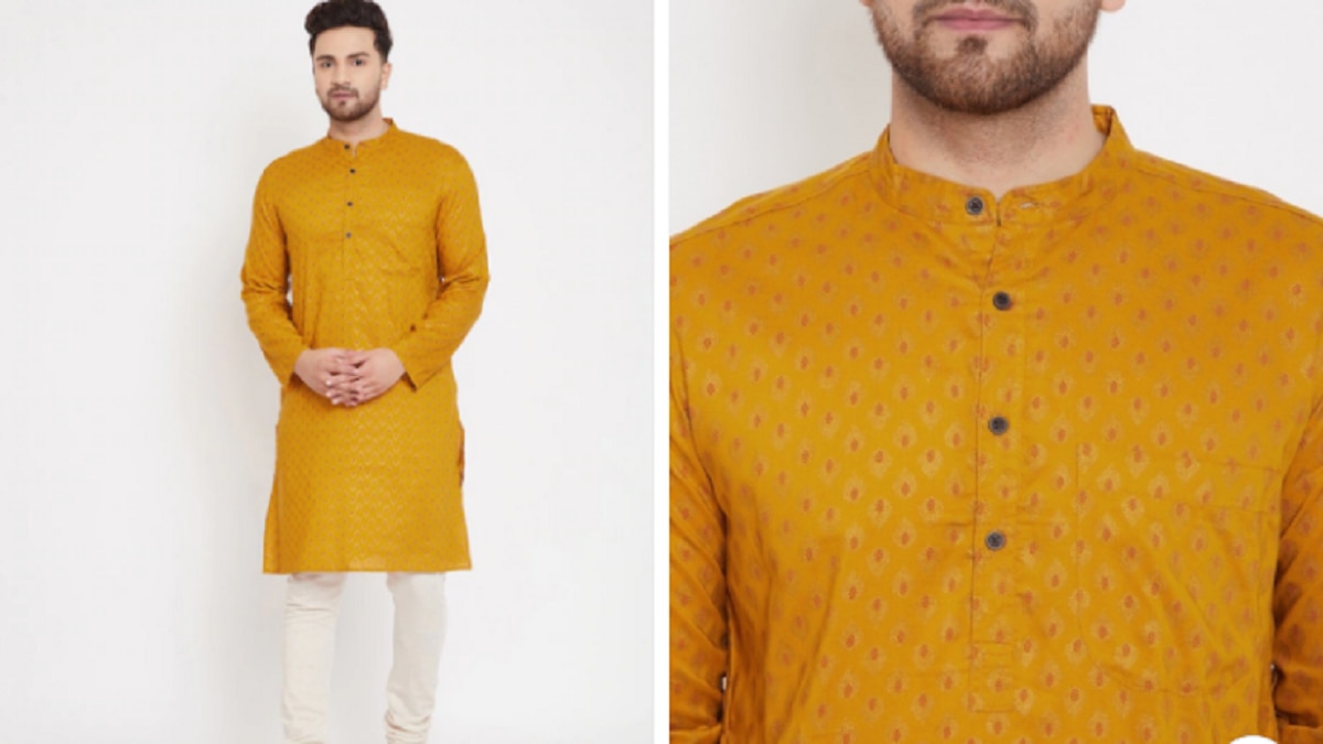 Even Men Yellow kurta 