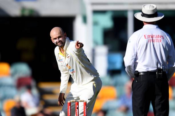 Nathan Lyon waiting for his 400th Wicket (Getty)