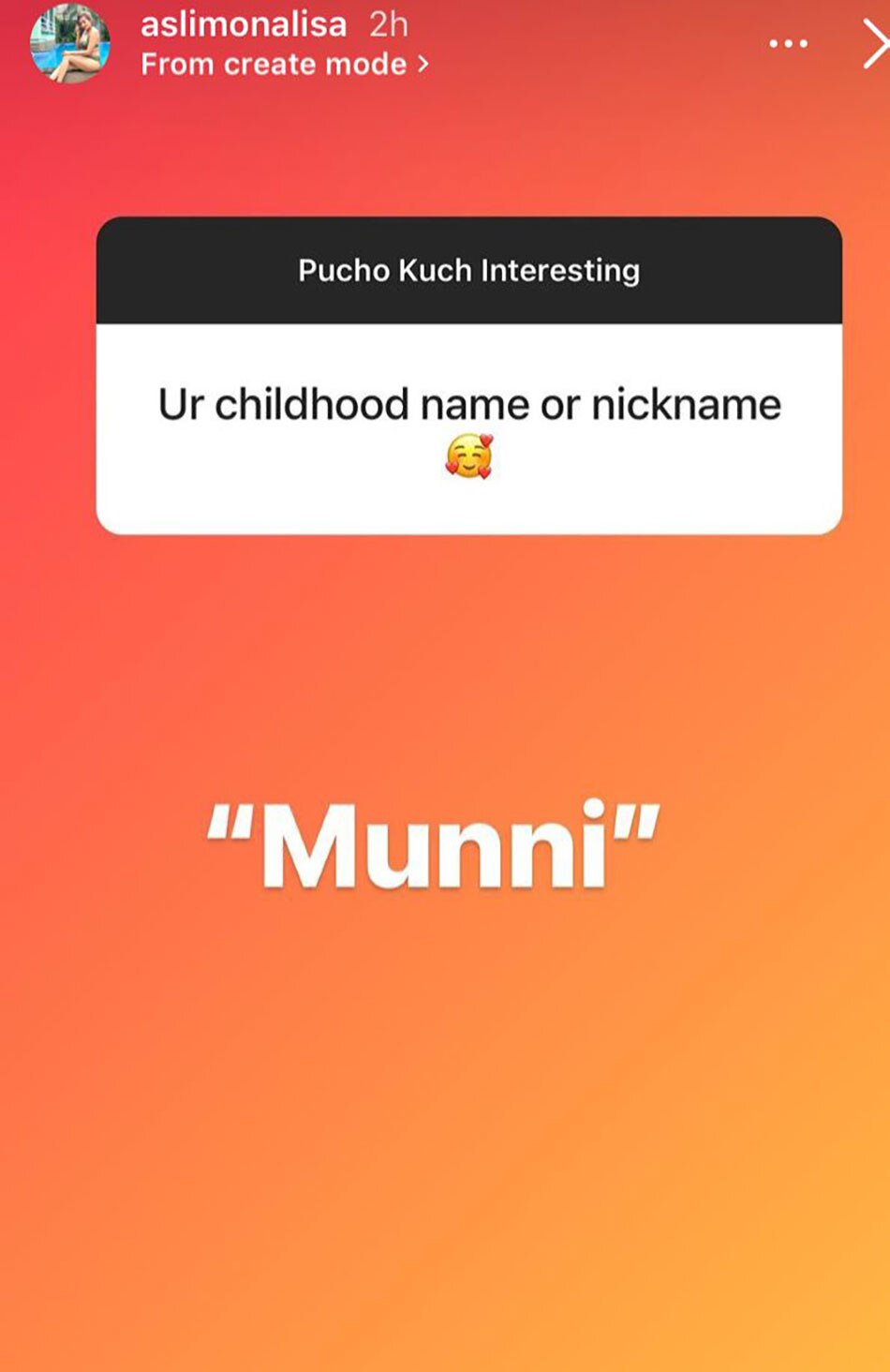 मोनालिसा इंस्टाग्राम स्टोरी