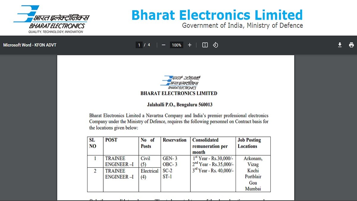 BEL 2022 Notification: