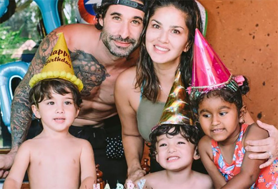 सनी लियोनी फैमिली के साथ 