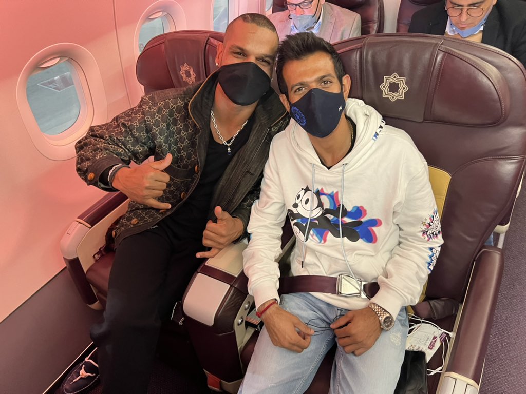 Yuzvendra Chahal with Shikhar Dhawan (twitter/@yuzi_chahal)