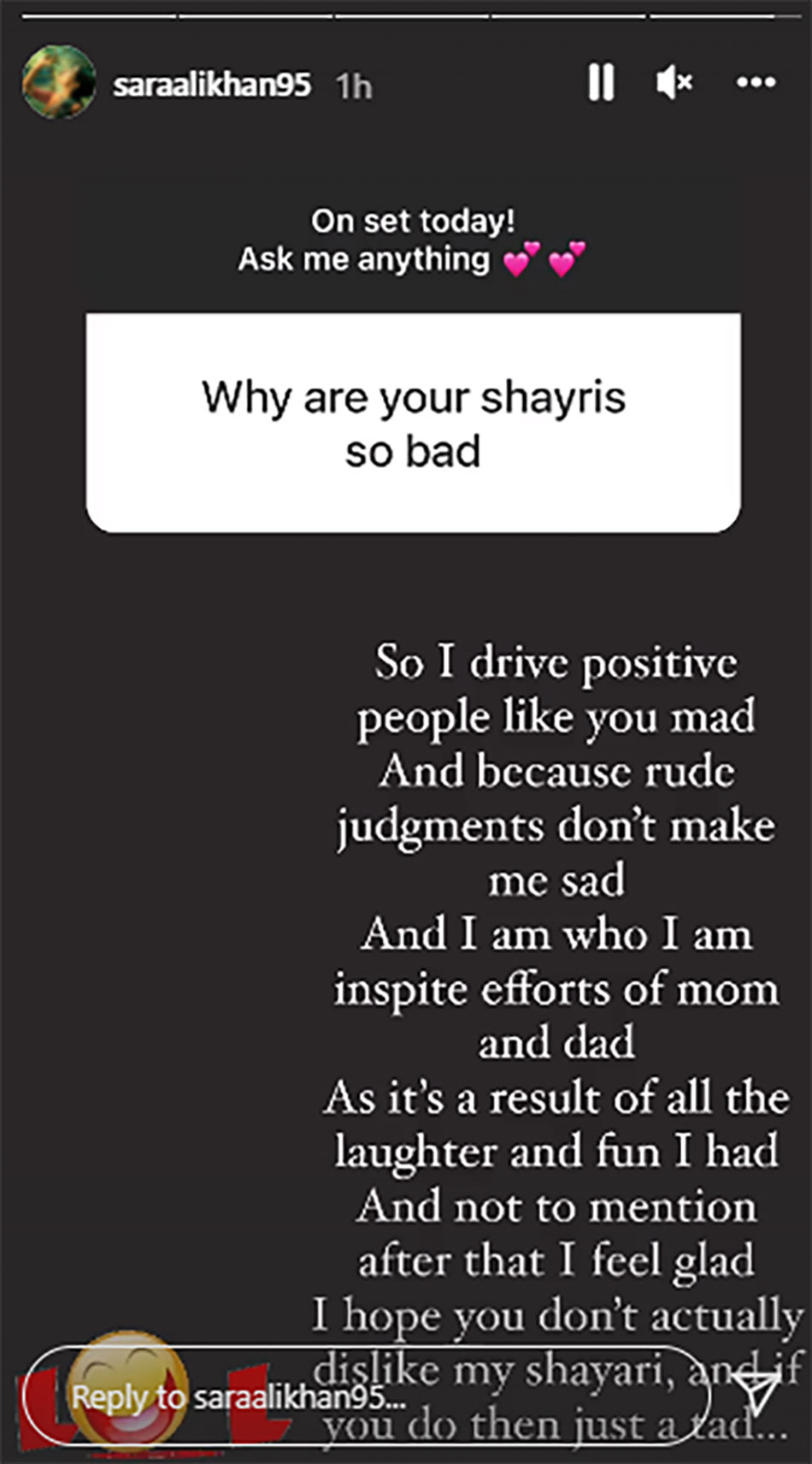 सारा अली खान की पोस्ट