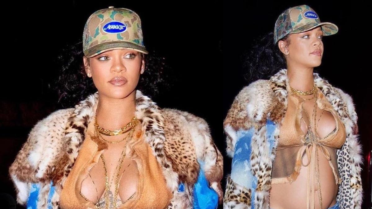 Rihanna ने फिर फ्लॉन्ट किया बेबी बंप, फ्रंट ओपन टॉप पहने आईं नजर, Photos