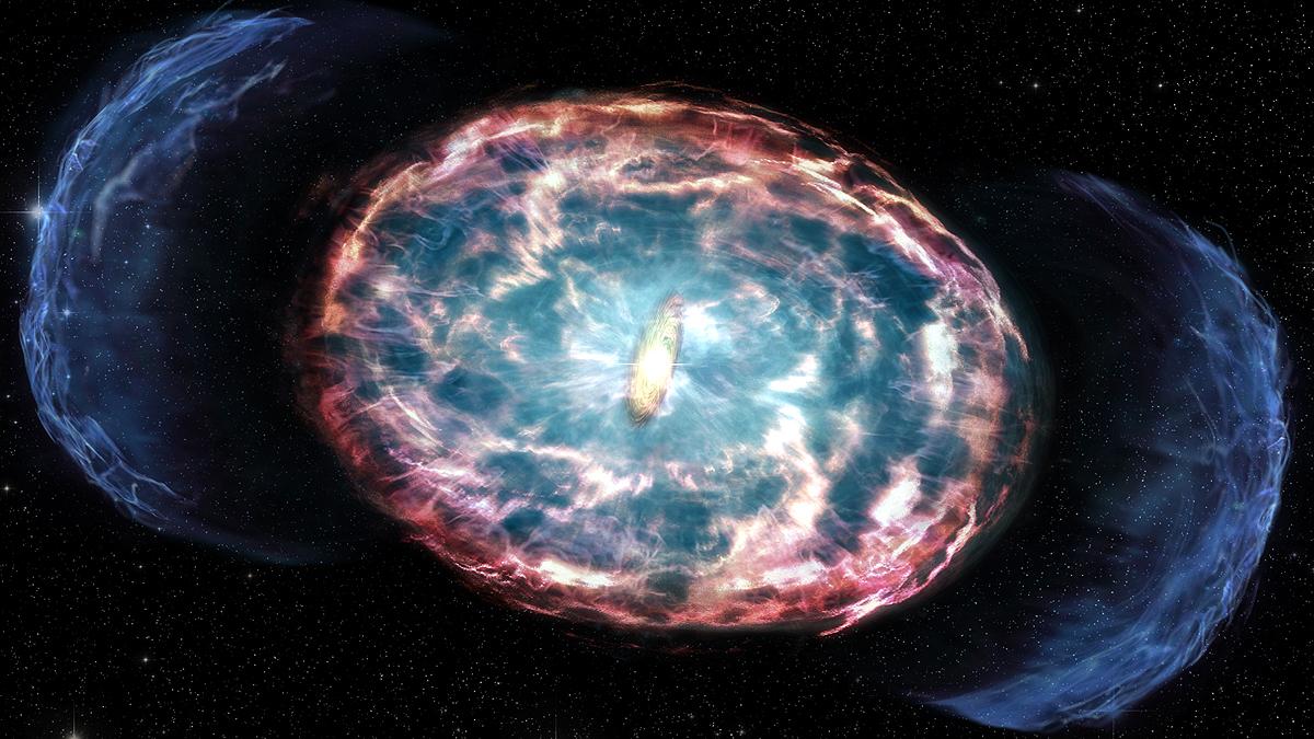 Kilonova explosion form eye in space afterglow neutron stars merged