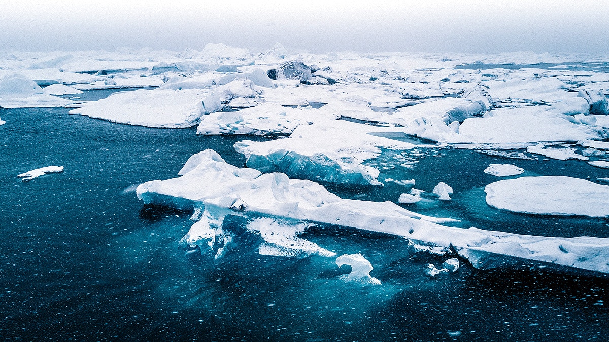Antarctica ice shelf broken