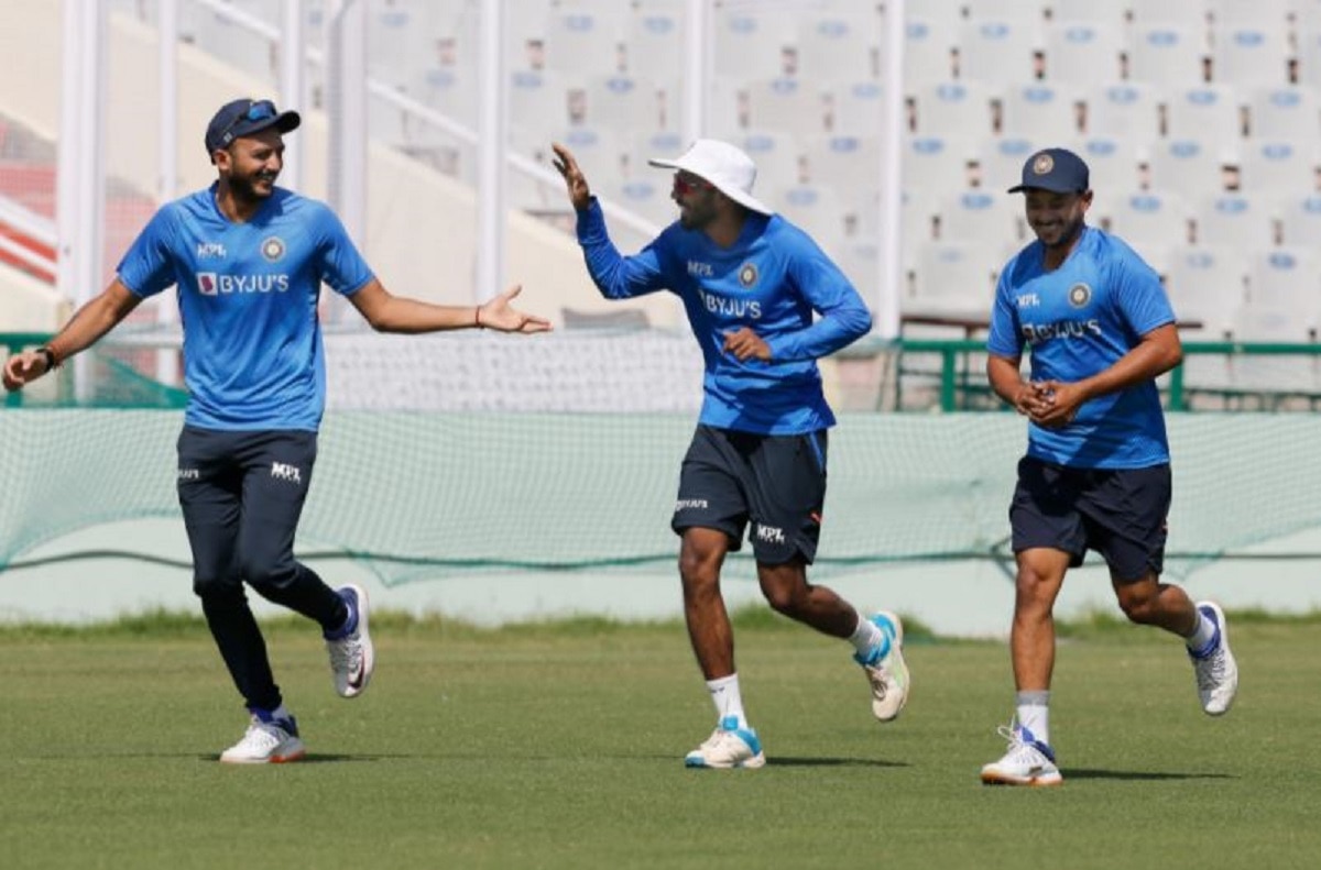 Axar Patel Ravindra Jadeja and Priyank Panchal (BCCI)