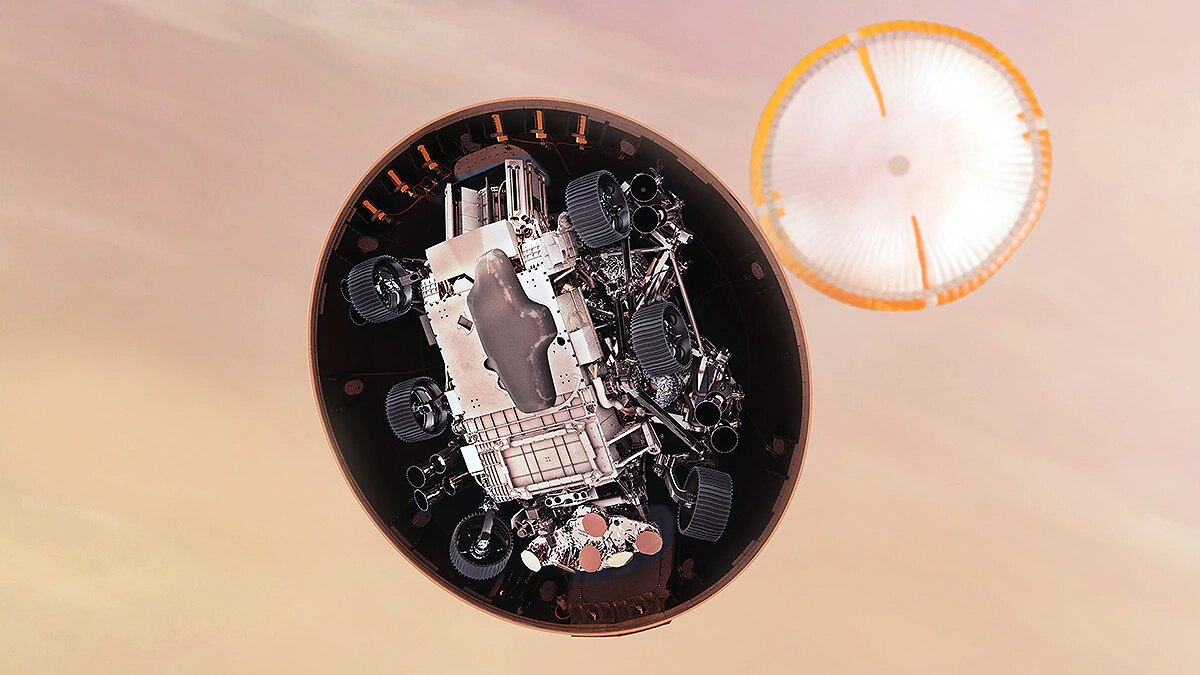 Ingenuity spots perseverance parachute 