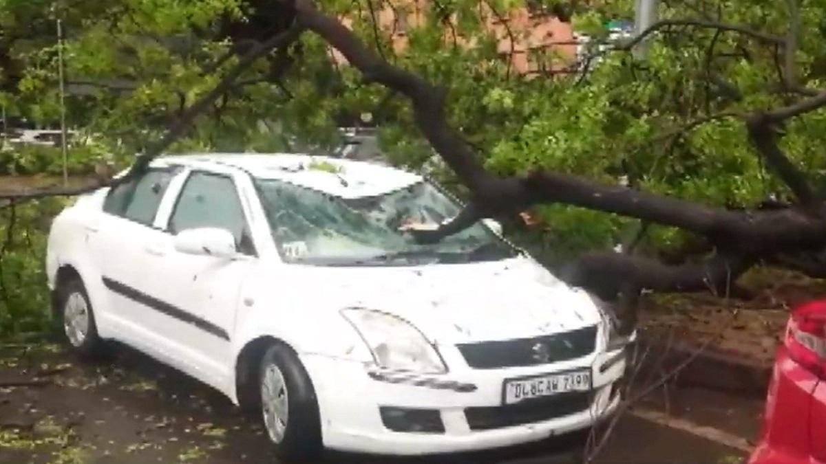 दिल्ली-NCR में तेज आंधी के साथ बारिश ने मचाई तबाही, कहीं उखड़कर गिरे AC, कहीं गाड़ियों पर गिरे पेड़