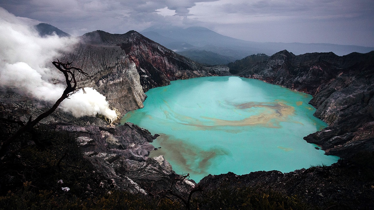 Kawah Ijen Volcano Blue Lava