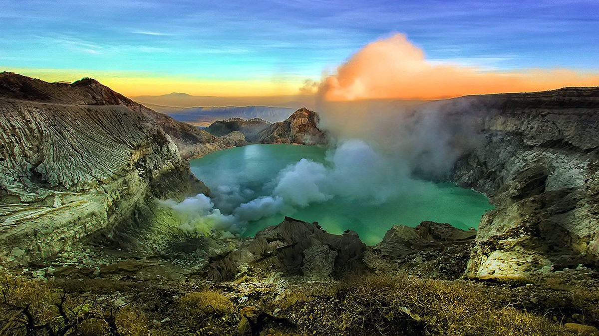 Kawah Ijen Volcano Blue Lava
