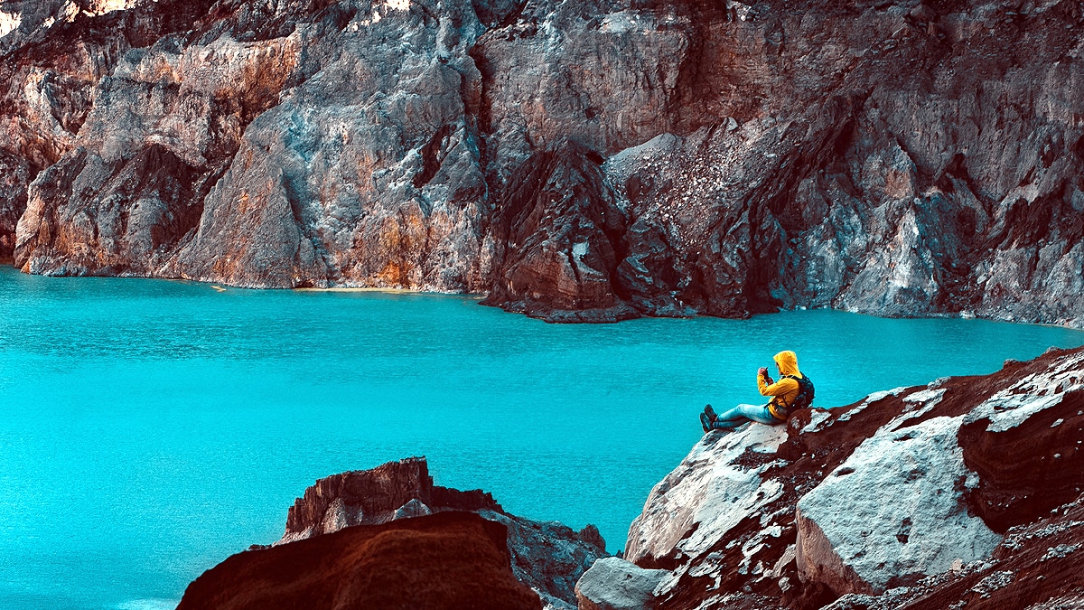 Kawah Ijen Volcano Blue Lava