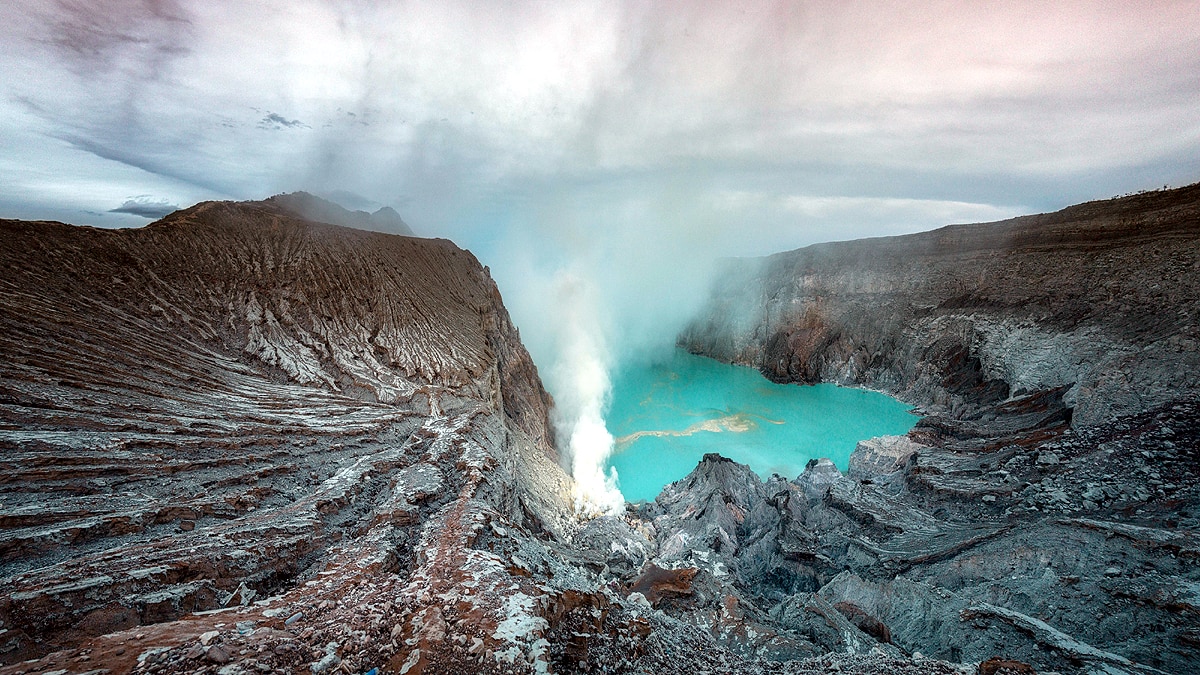 Kawah Ijen Volcano Blue Lava
