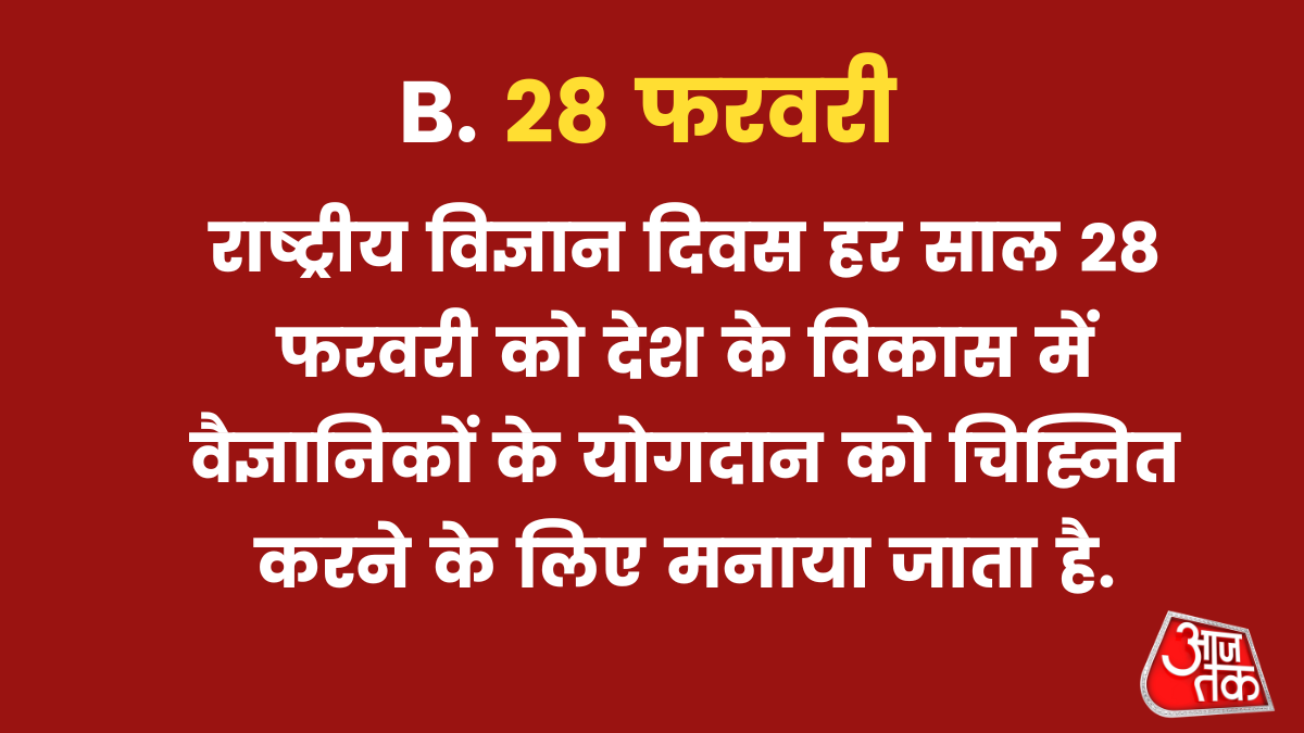 राष्ट्रीय विज्ञान दिवस हर साल 28 फरवरी को देश के विकास में वैज्ञानिकों के योगदान को चिह्नित करने के लिए मनाया जाता है.