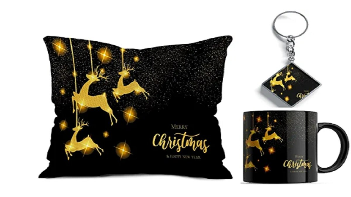 Square Designs CeramicMerry Christmas Printed Black Coffee