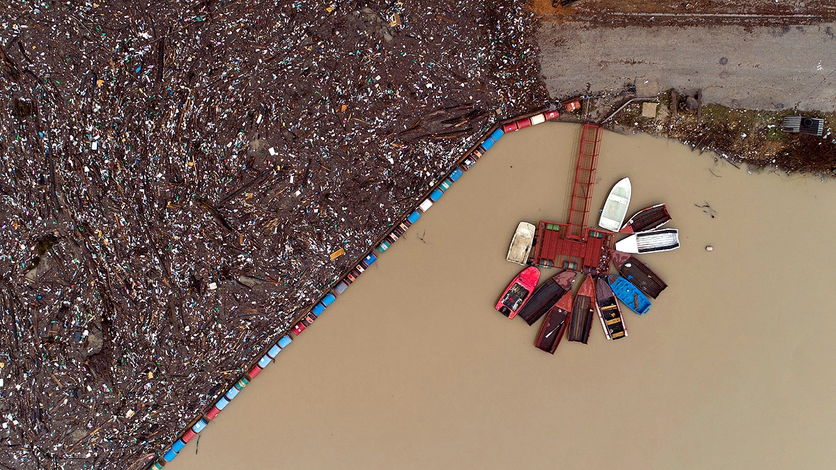 Bosnia Drina River Garbage