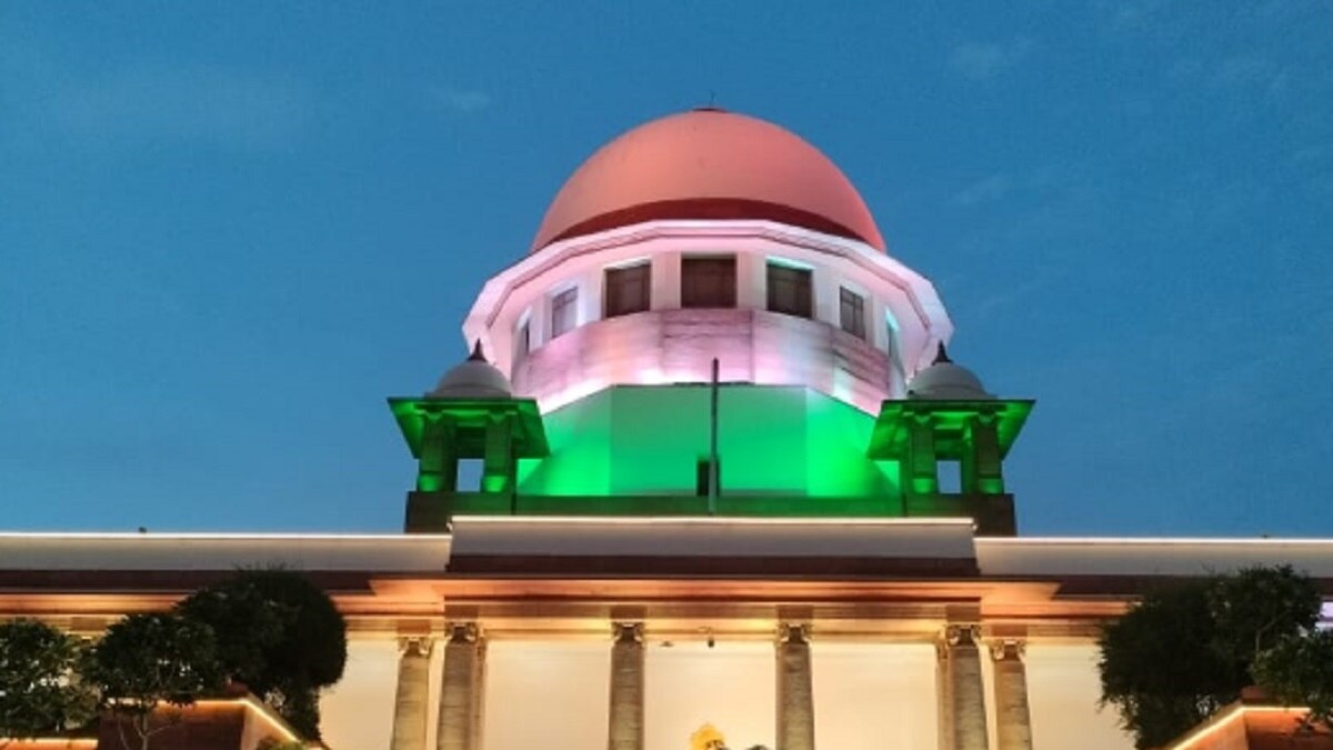 Supreme Court wrapped in tricolor flags  