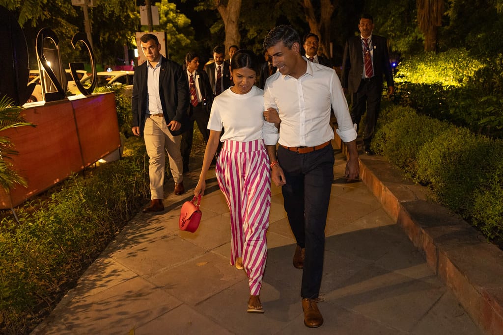 दिल्ली में ऋषि सुनक की अक्षता संग नाइट वॉक