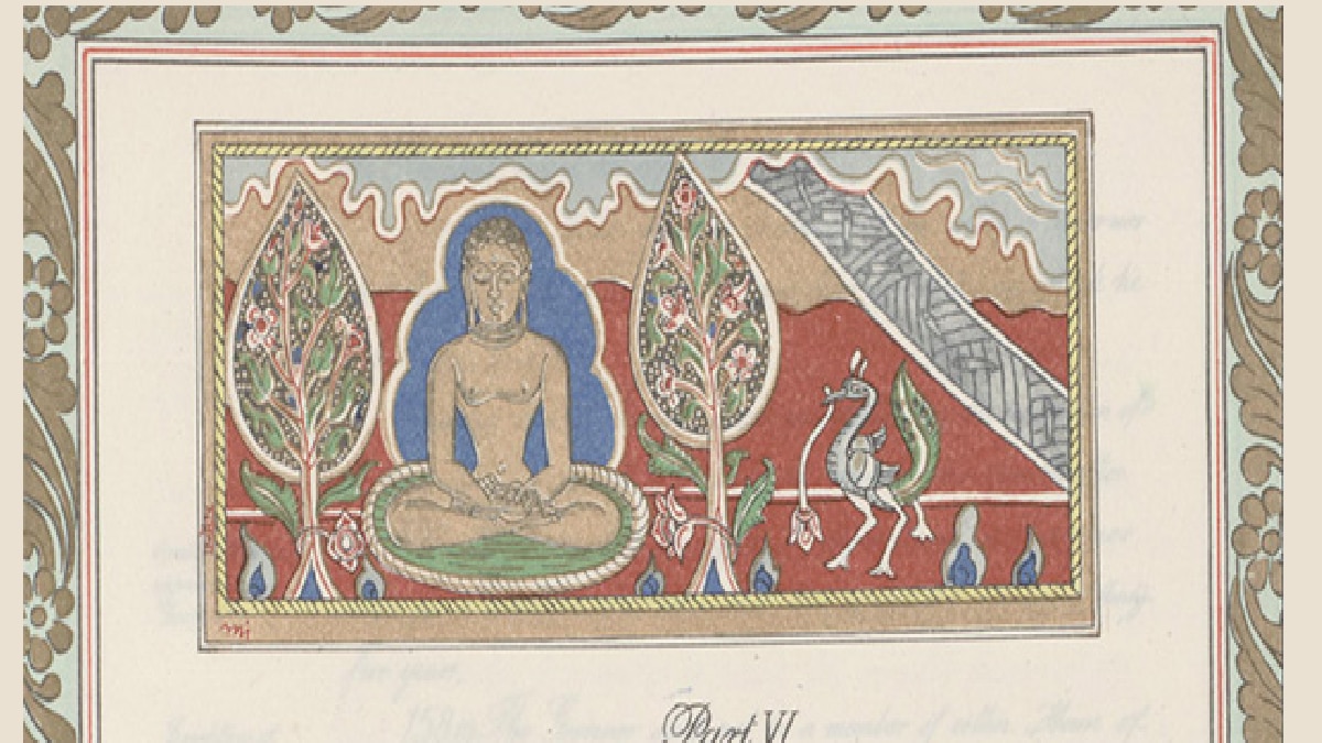 महावीर ध्यान की मुद्रा में