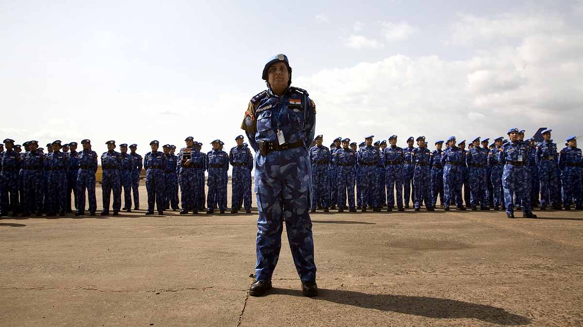 Indian Soldiers In Blue Line