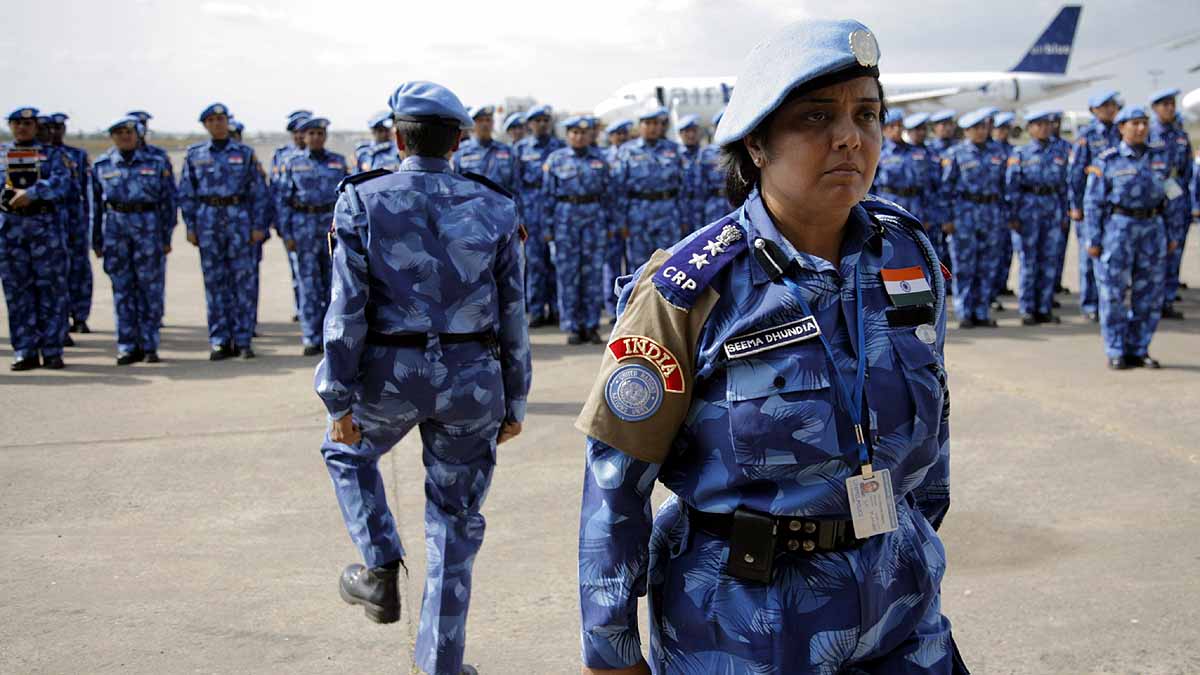 Indian Soldiers In Blue Line