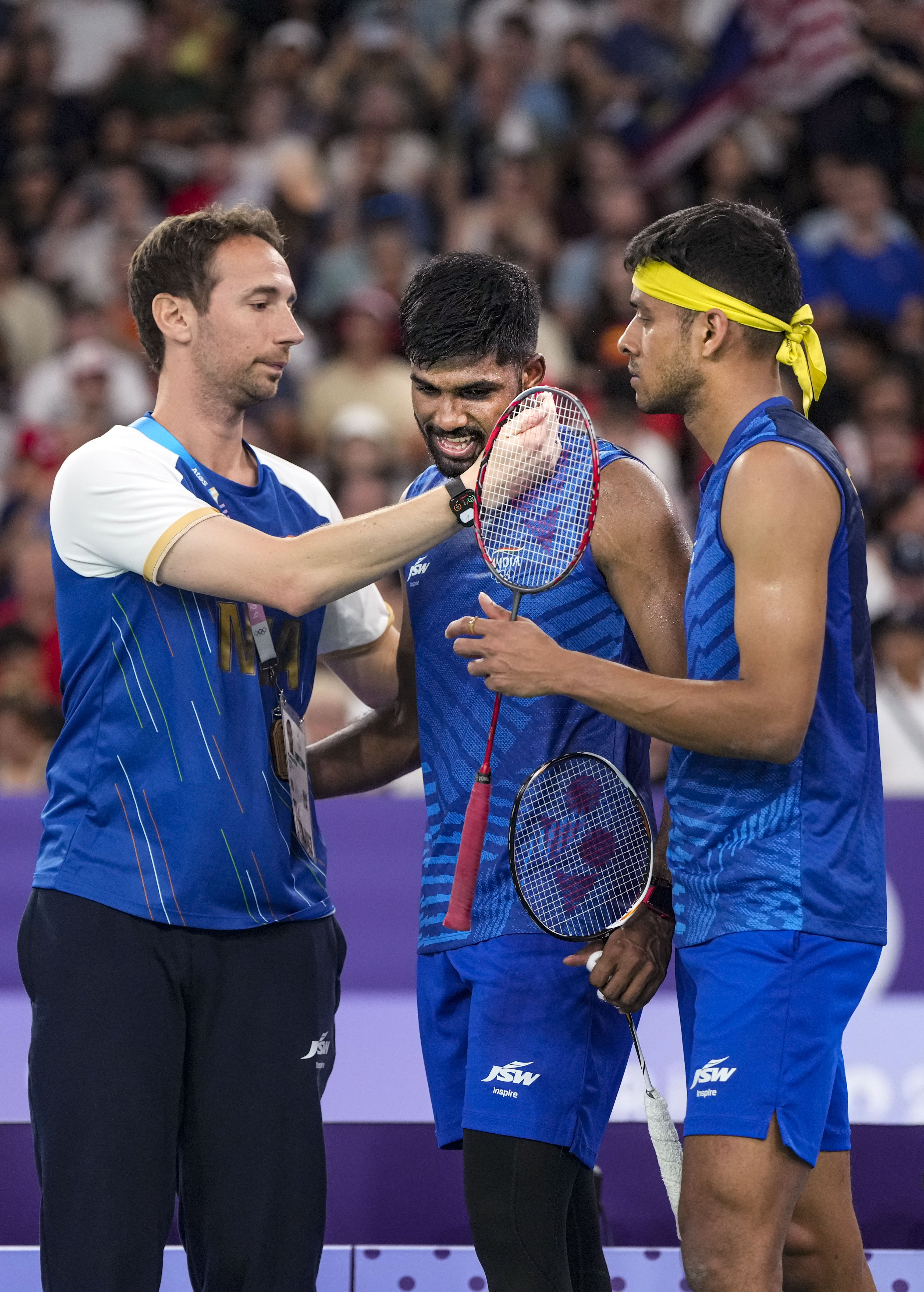 Satwik-Chirag with coach Mathias Boe.