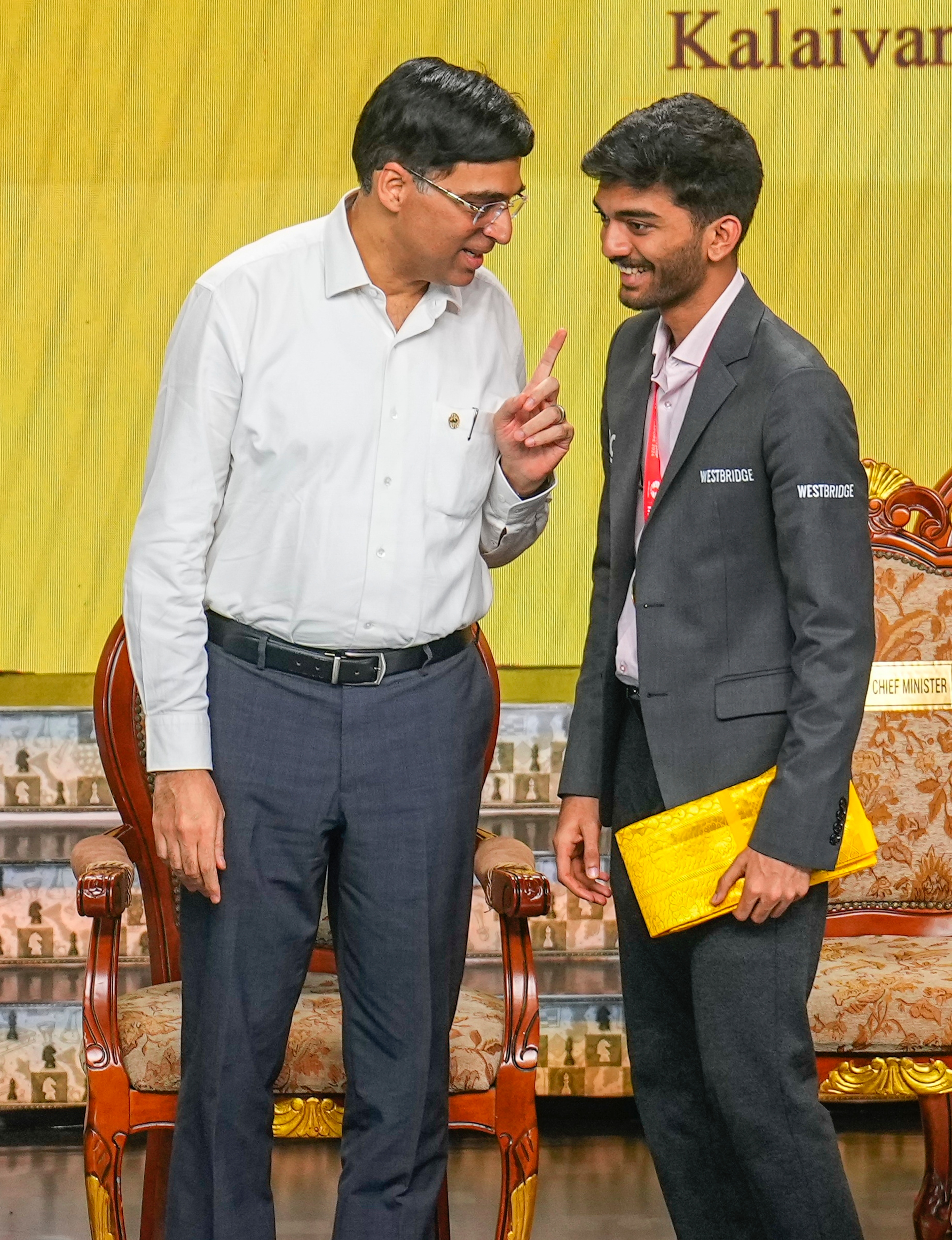 Viswanathan Anand and D Gukesh.