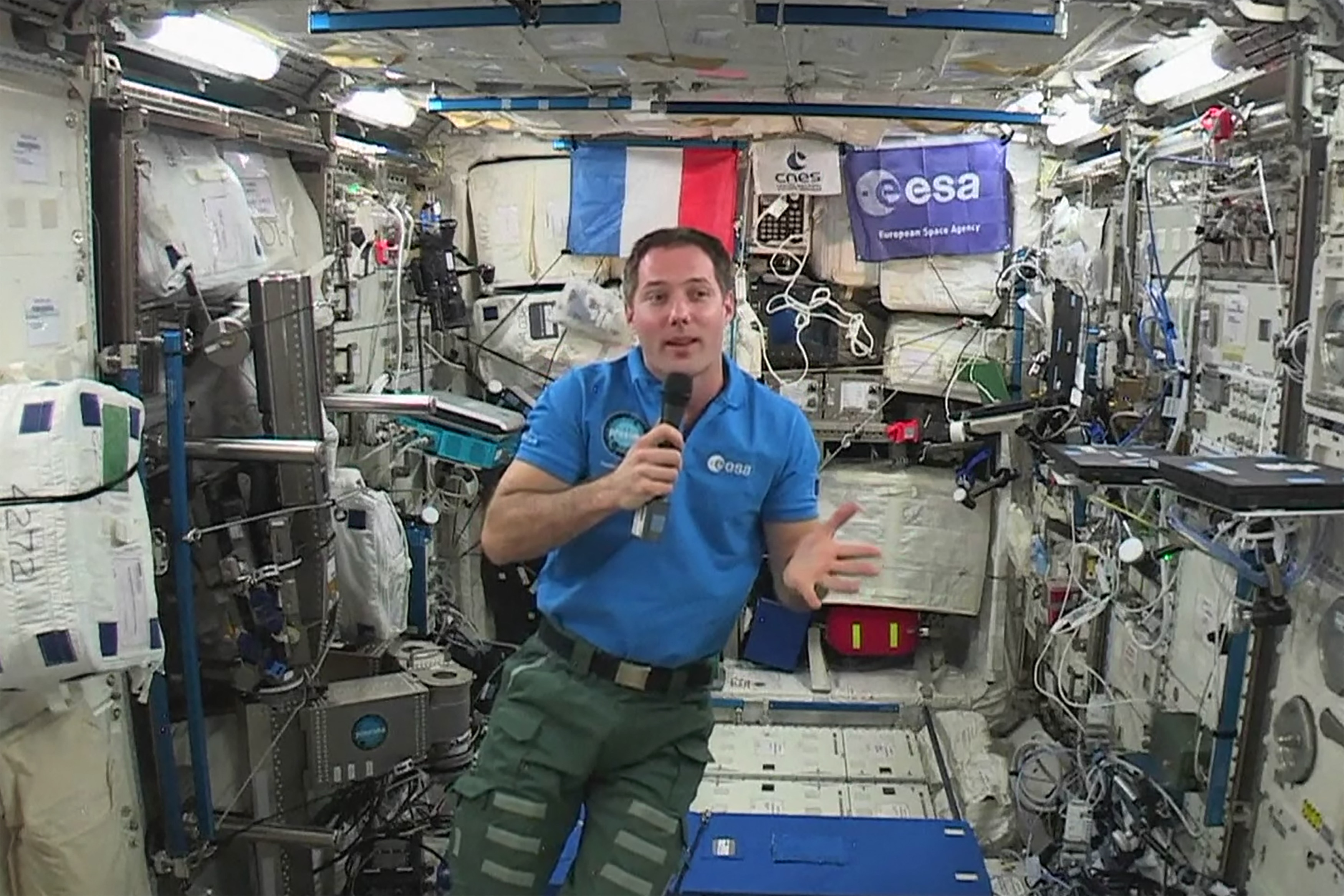 astronaut inside ISS