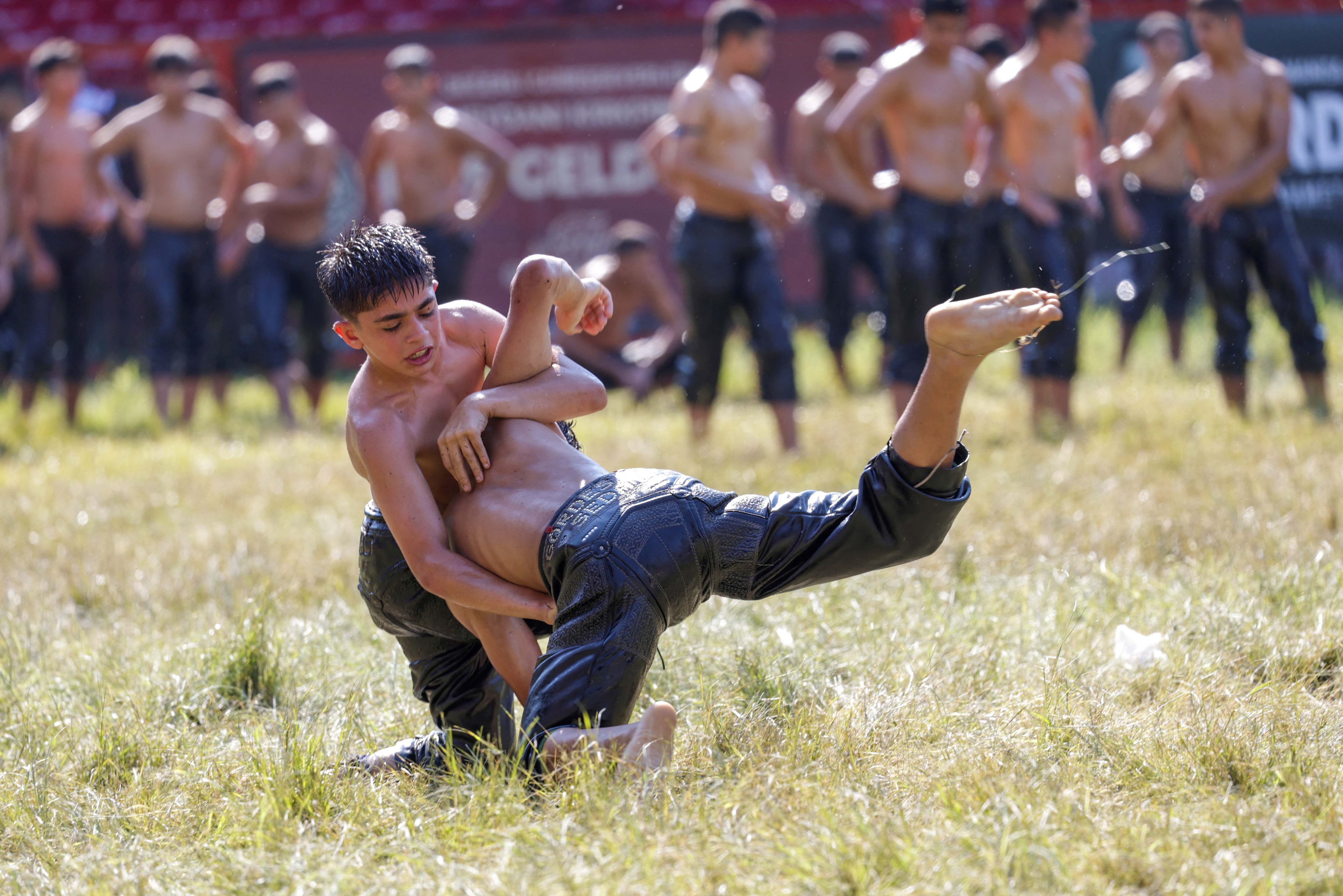 wrestlers kirkpinar oil wrestling edirne turkey 