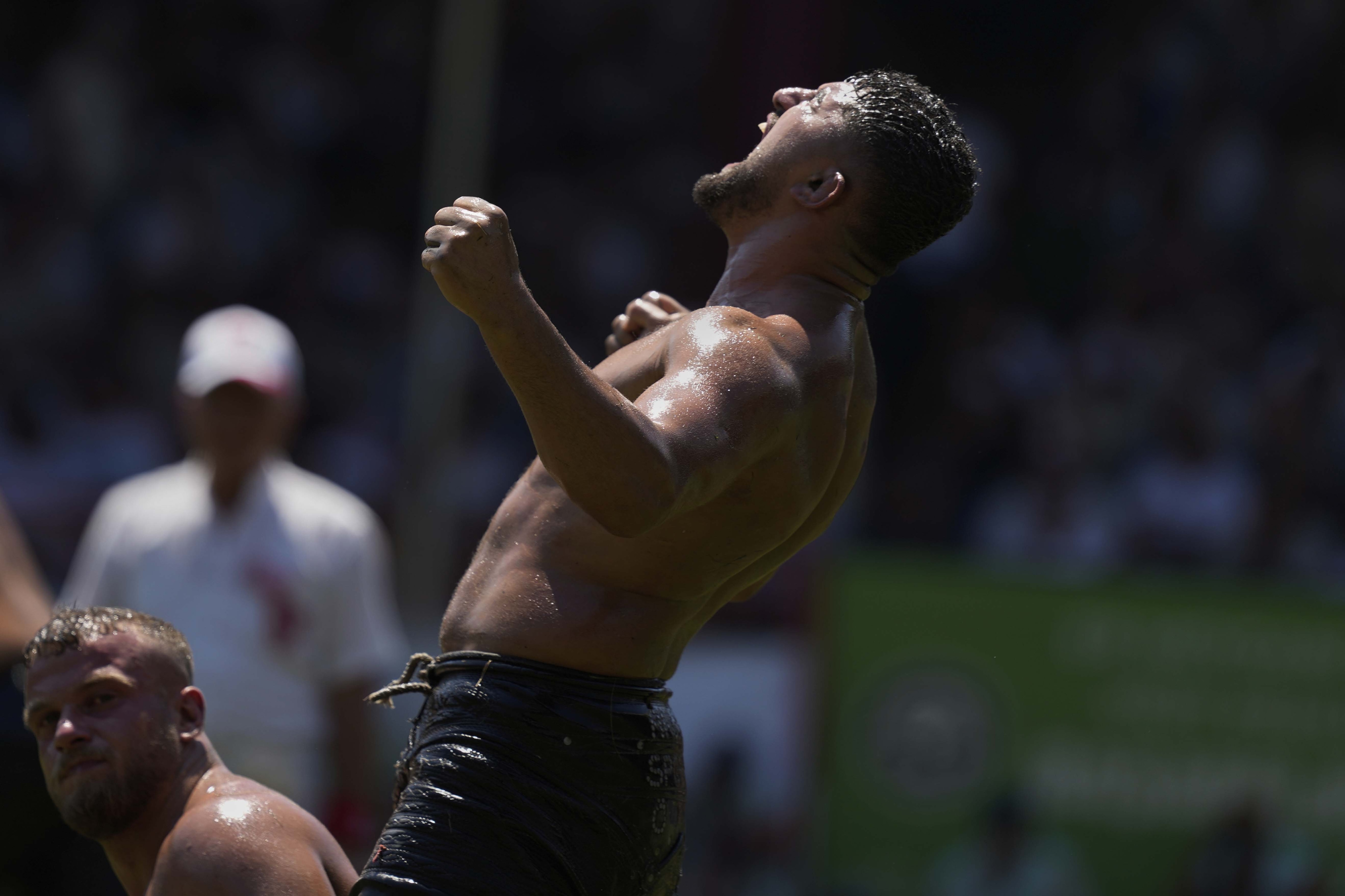 wrestlers kirkpinar oil wrestling edirne turkey 