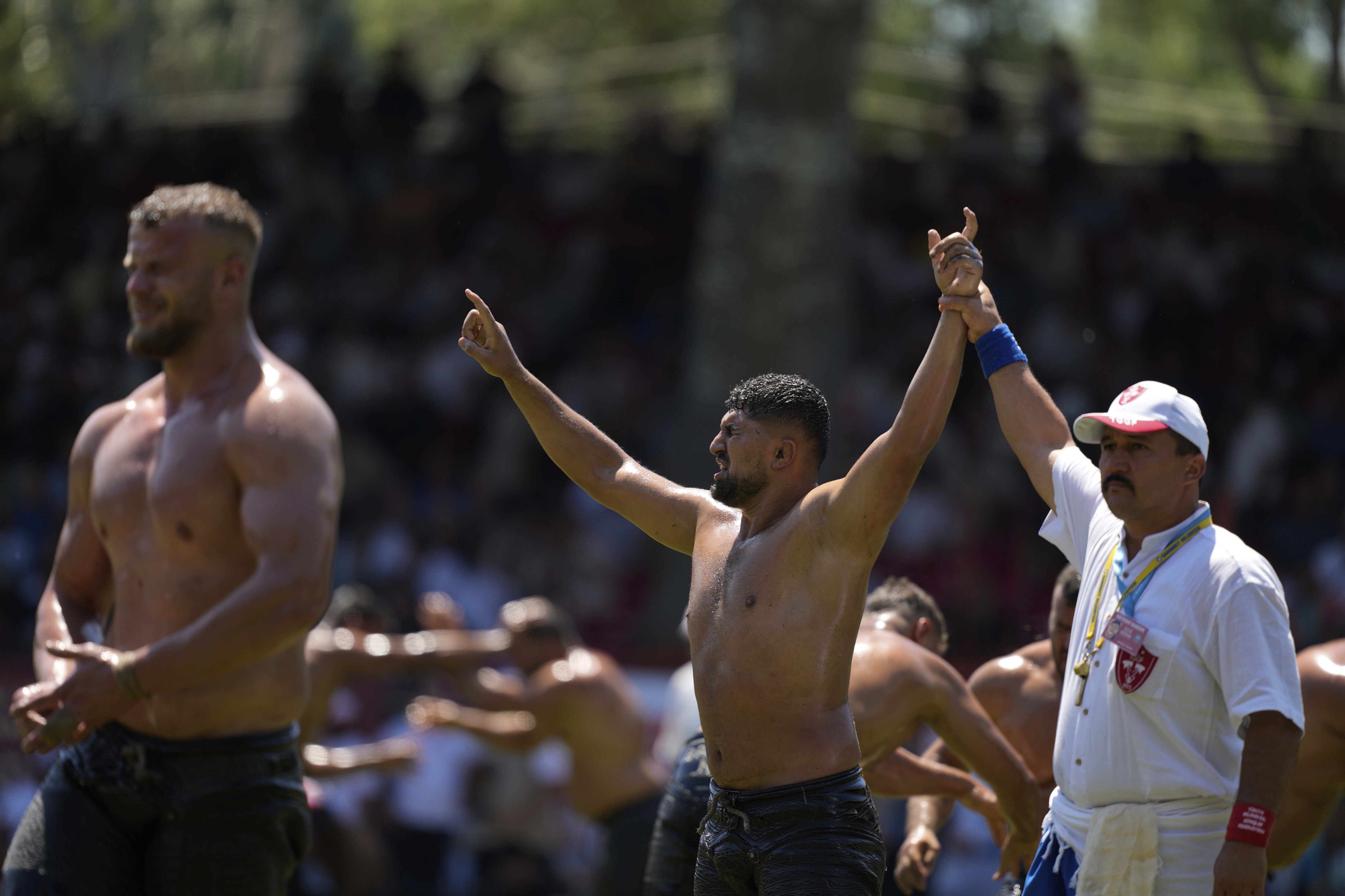 wrestlers kirkpinar oil wrestling edirne turkey 