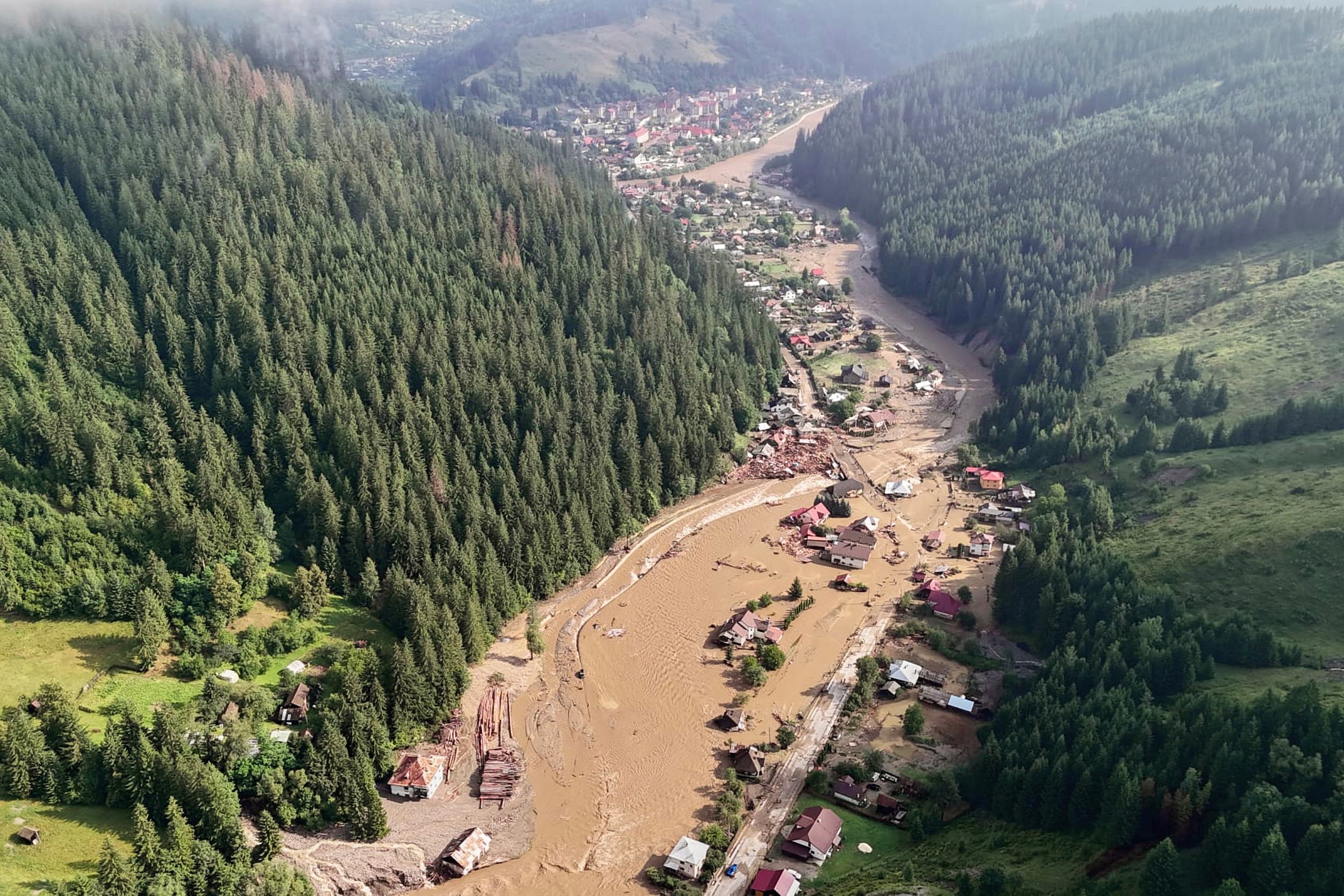 Romania flood destruction