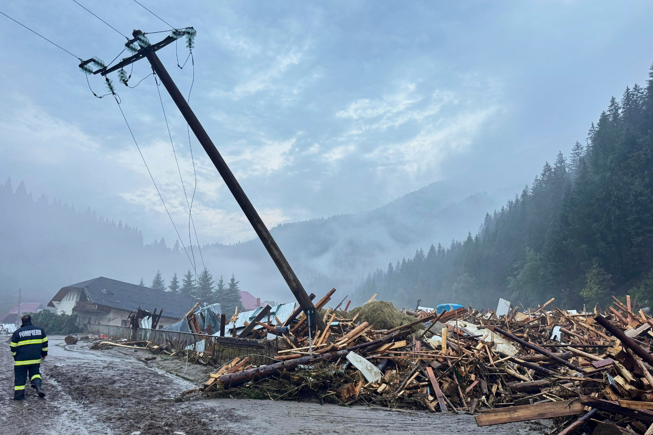 Romania flood destruction