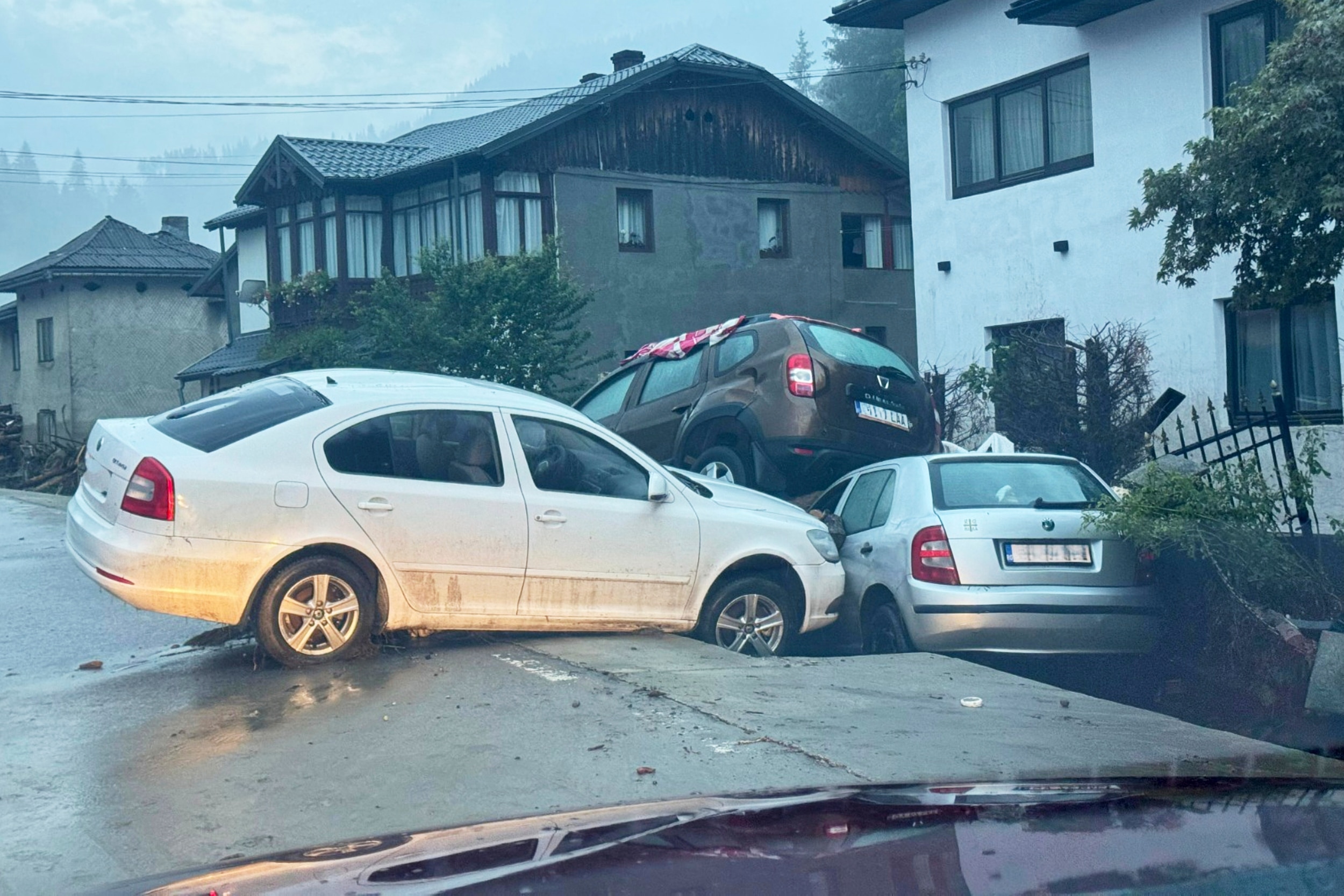 Romania flood destruction