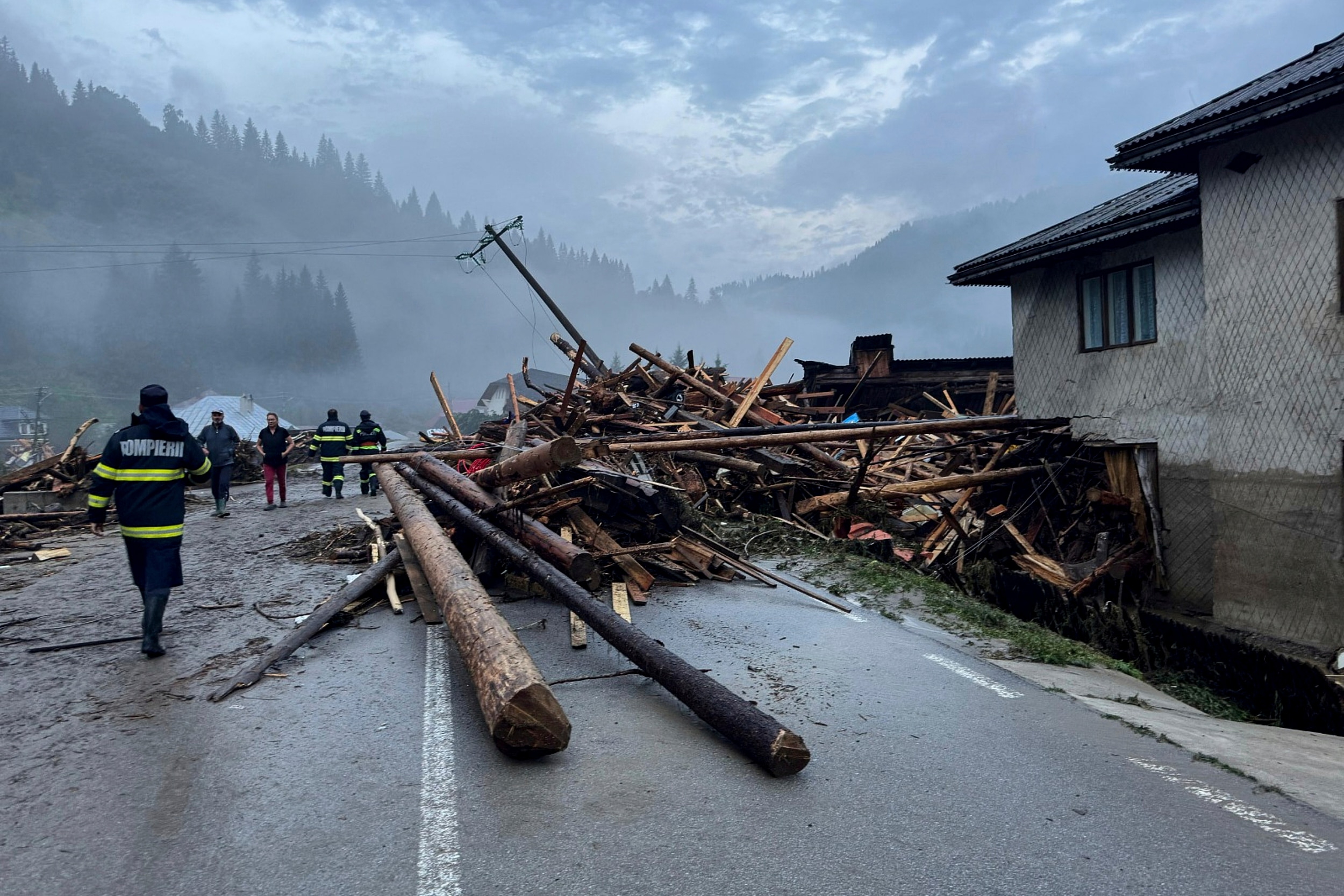 Romania flood destruction