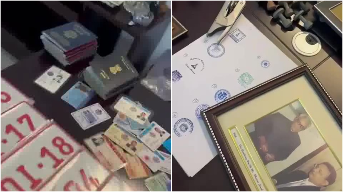 Fake passports and stamp