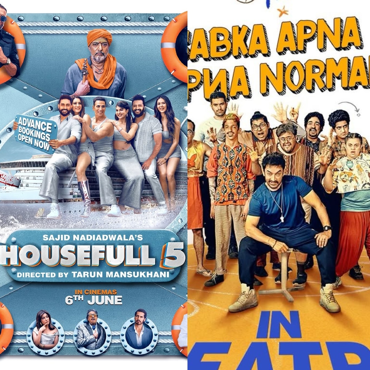 हाउसफुल 5 पोस्टर, सितारे जमीन पर पोस्टर (Photo: Instagram @akshaykumar and @aamirkhanproductions)