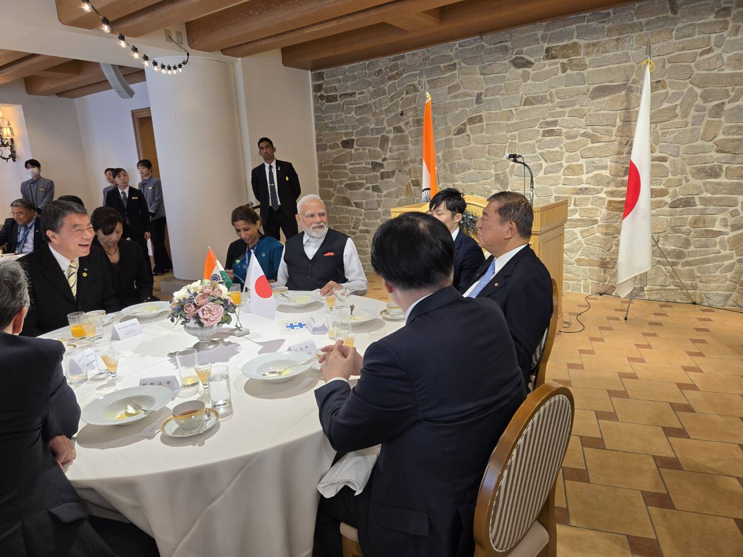 PM Modi Lunch meeting with Japanese prominent people