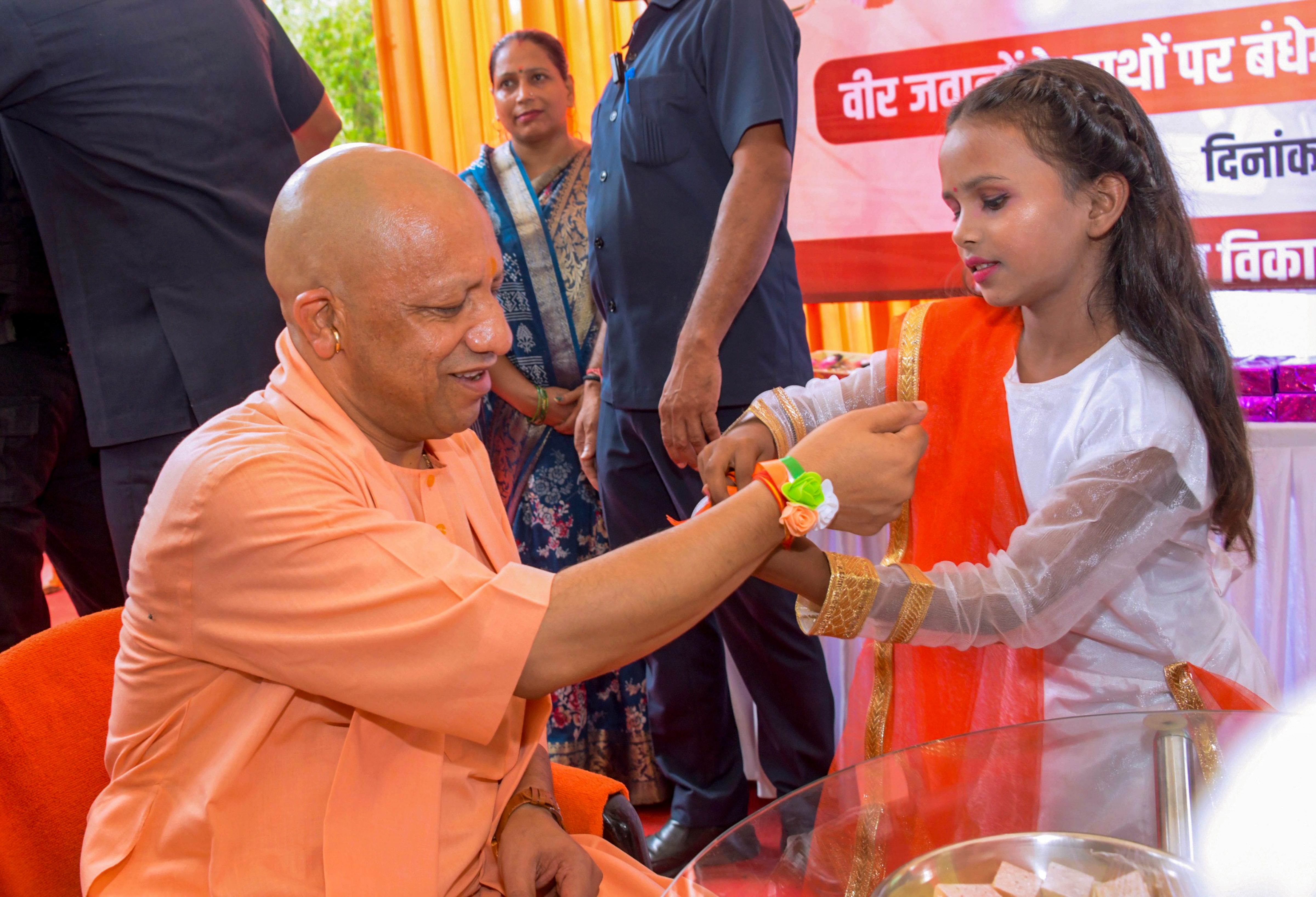 UP CM Yogi gets a Rakhi tied by a student